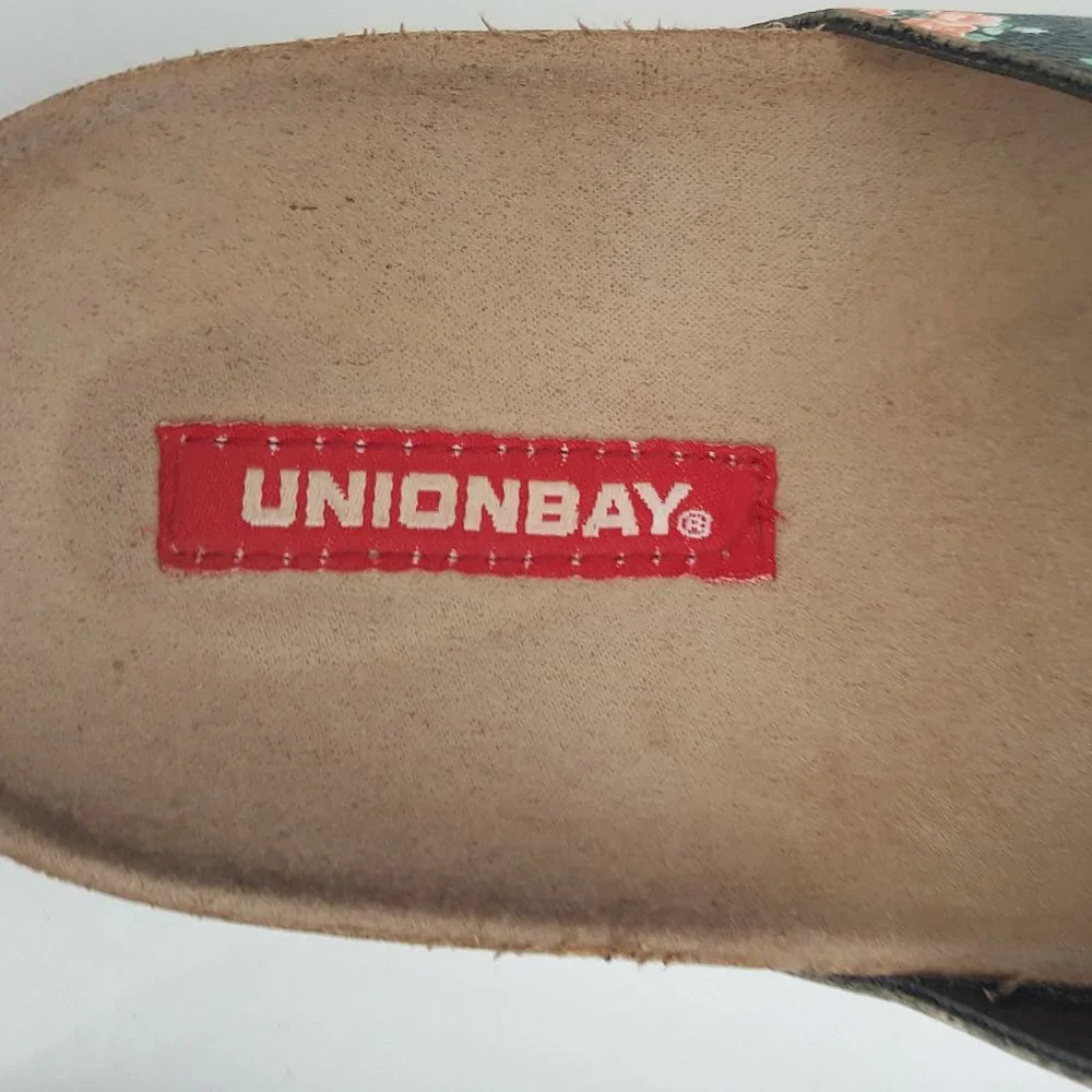 Union Bay Melissa Women's 6M Floral Open Toe Double Strap Slide Cork Sandals